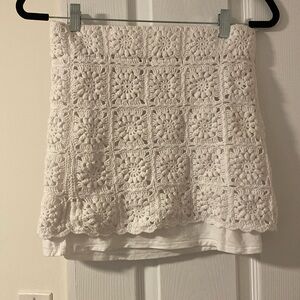 White crochet show me your mumu skirt
